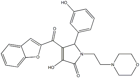 4-(1-benzofuran-2-ylcarbonyl)-3-hydroxy-5-(3-hydroxyphenyl)-1-[2-(4-morpholinyl)ethyl]-1,5-dihydro-2H-pyrrol-2-one 구조식 이미지