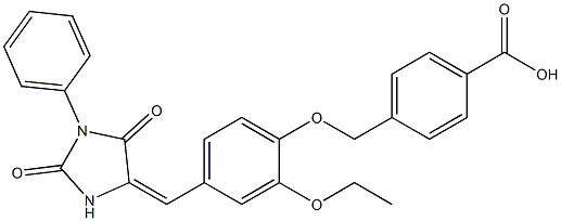 4-({4-[(2,5-dioxo-1-phenyl-4-imidazolidinylidene)methyl]-2-ethoxyphenoxy}methyl)benzoic acid Structure