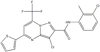 3-chloro-N-(3-chloro-2-methylphenyl)-5-(2-thienyl)-7-(trifluoromethyl)pyrazolo[1,5-a]pyrimidine-2-carboxamide Structure