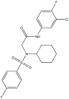 N-(3-chloro-4-fluorophenyl)-2-{cyclohexyl[(4-fluorophenyl)sulfonyl]amino}acetamide 구조식 이미지