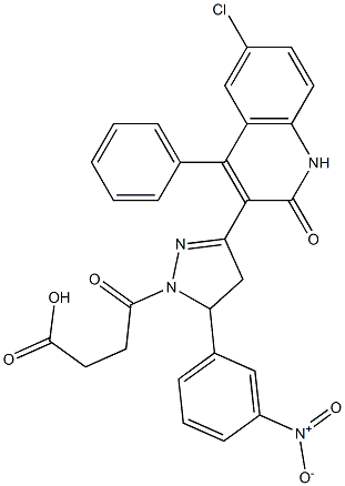 4-(3-(6-chloro-2-oxo-4-phenyl-1,2-dihydro-3-quinolinyl)-5-{3-nitrophenyl}-4,5-dihydro-1H-pyrazol-1-yl)-4-oxobutanoic acid Structure