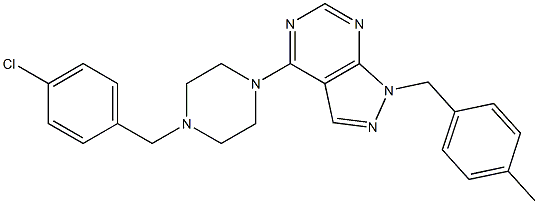 4-[4-(4-chlorobenzyl)-1-piperazinyl]-1-(4-methylbenzyl)-1H-pyrazolo[3,4-d]pyrimidine Structure