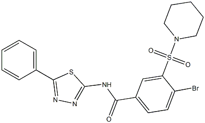 4-bromo-N-(5-phenyl-1,3,4-thiadiazol-2-yl)-3-(1-piperidinylsulfonyl)benzamide Structure
