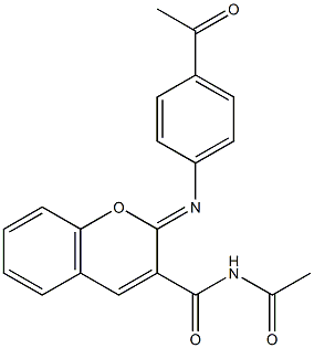 N-acetyl-2-[(4-acetylphenyl)imino]-2H-chromene-3-carboxamide 구조식 이미지