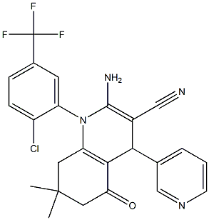 2-amino-1-[2-chloro-5-(trifluoromethyl)phenyl]-7,7-dimethyl-5-oxo-4-(3-pyridinyl)-1,4,5,6,7,8-hexahydro-3-quinolinecarbonitrile 구조식 이미지