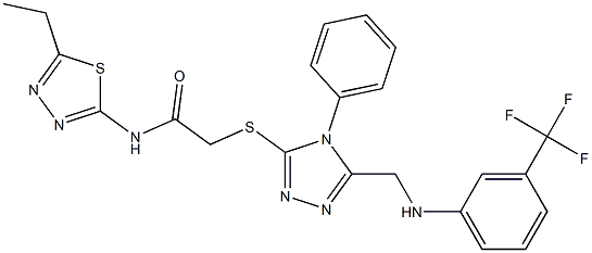 N-(5-ethyl-1,3,4-thiadiazol-2-yl)-2-[(4-phenyl-5-{[3-(trifluoromethyl)anilino]methyl}-4H-1,2,4-triazol-3-yl)sulfanyl]acetamide Structure