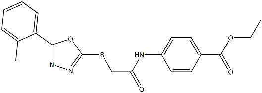 ethyl 4-[({[5-(2-methylphenyl)-1,3,4-oxadiazol-2-yl]sulfanyl}acetyl)amino]benzoate 구조식 이미지