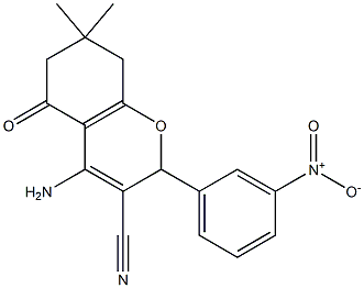 4-amino-2-{3-nitrophenyl}-7,7-dimethyl-5-oxo-5,6,7,8-tetrahydro-2H-chromene-3-carbonitrile 구조식 이미지