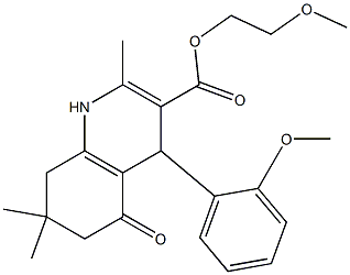 2-(methyloxy)ethyl 2,7,7-trimethyl-4-[2-(methyloxy)phenyl]-5-oxo-1,4,5,6,7,8-hexahydroquinoline-3-carboxylate Structure