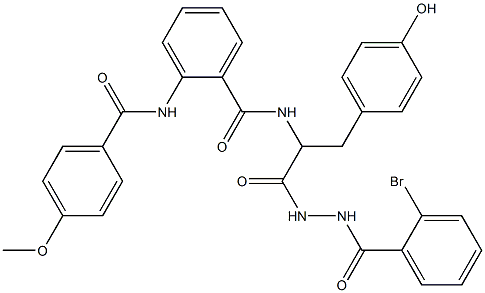 N-[2-[2-(2-bromobenzoyl)hydrazino]-1-(4-hydroxybenzyl)-2-oxoethyl]-2-[(4-methoxybenzoyl)amino]benzamide 구조식 이미지