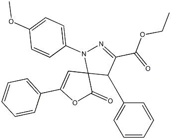 ethyl 1-(4-methoxyphenyl)-6-oxo-4,8-diphenyl-7-oxa-1,2-diazaspiro[4.4]nona-2,8-diene-3-carboxylate 구조식 이미지