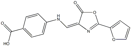 4-{[(2-(2-furyl)-5-oxo-1,3-oxazol-4(5H)-ylidene)methyl]amino}benzoic acid Structure