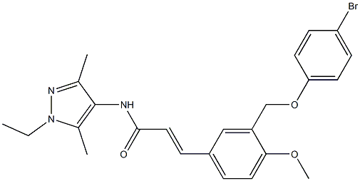 3-{3-[(4-bromophenoxy)methyl]-4-methoxyphenyl}-N-(1-ethyl-3,5-dimethyl-1H-pyrazol-4-yl)acrylamide 구조식 이미지