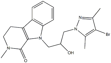 9-[3-(4-bromo-3,5-dimethyl-1H-pyrazol-1-yl)-2-hydroxypropyl]-2-methyl-2,3,4,9-tetrahydro-1H-beta-carbolin-1-one 구조식 이미지