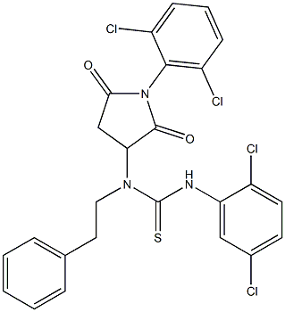 N'-(2,5-dichlorophenyl)-N-[1-(2,6-dichlorophenyl)-2,5-dioxo-3-pyrrolidinyl]-N-(2-phenylethyl)thiourea 구조식 이미지