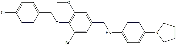 N-{3-bromo-4-[(4-chlorobenzyl)oxy]-5-methoxybenzyl}-4-pyrrolidin-1-ylaniline 구조식 이미지