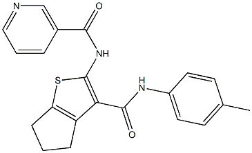 N-[3-(4-toluidinocarbonyl)-5,6-dihydro-4H-cyclopenta[b]thien-2-yl]nicotinamide Structure