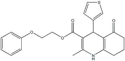 2-phenoxyethyl 2-methyl-5-oxo-4-(3-thienyl)-1,4,5,6,7,8-hexahydro-3-quinolinecarboxylate Structure