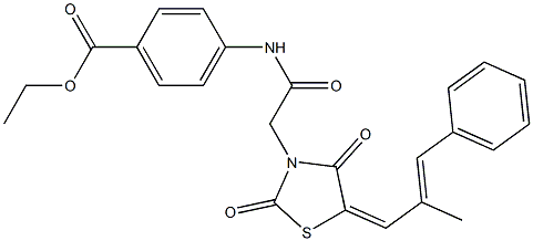 ethyl 4-({[5-(2-methyl-3-phenyl-2-propenylidene)-2,4-dioxo-1,3-thiazolidin-3-yl]acetyl}amino)benzoate 구조식 이미지