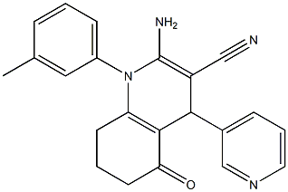 2-amino-1-(3-methylphenyl)-5-oxo-4-pyridin-3-yl-1,4,5,6,7,8-hexahydroquinoline-3-carbonitrile Structure