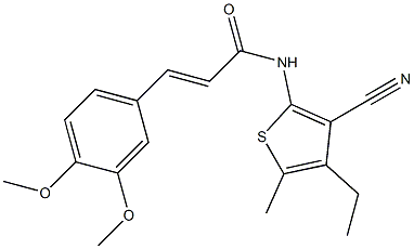 N-(3-cyano-4-ethyl-5-methyl-2-thienyl)-3-(3,4-dimethoxyphenyl)acrylamide 구조식 이미지