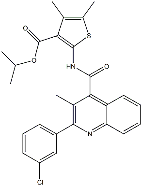 isopropyl 2-({[2-(3-chlorophenyl)-3-methyl-4-quinolinyl]carbonyl}amino)-4,5-dimethyl-3-thiophenecarboxylate 구조식 이미지