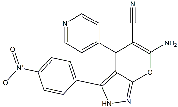 6-amino-3-{4-nitrophenyl}-4-(4-pyridinyl)-2,4-dihydropyrano[2,3-c]pyrazole-5-carbonitrile 구조식 이미지