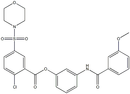 3-[(3-methoxybenzoyl)amino]phenyl 2-chloro-5-(4-morpholinylsulfonyl)benzoate 구조식 이미지