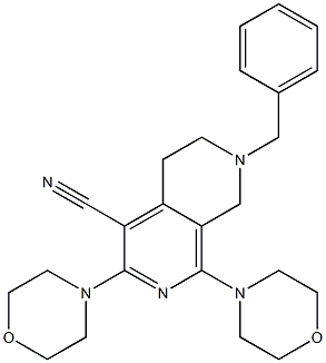7-benzyl-1,3-di(4-morpholinyl)-5,6,7,8-tetrahydro[2,7]naphthyridine-4-carbonitrile Structure