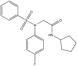 N-cyclopentyl-2-[4-fluoro(phenylsulfonyl)anilino]acetamide 구조식 이미지