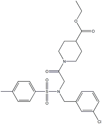 ethyl 1-({(3-chlorobenzyl)[(4-methylphenyl)sulfonyl]amino}acetyl)piperidine-4-carboxylate Structure