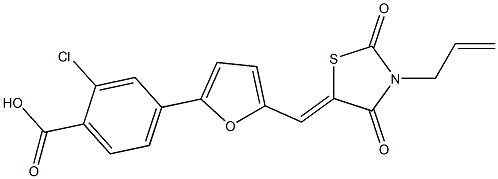 4-{5-[(3-allyl-2,4-dioxo-1,3-thiazolidin-5-ylidene)methyl]-2-furyl}-2-chlorobenzoic acid 구조식 이미지