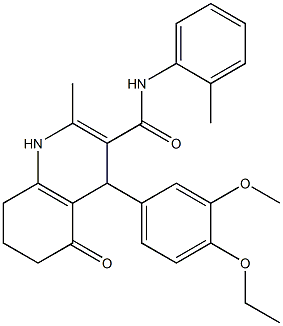 4-(4-ethoxy-3-methoxyphenyl)-2-methyl-N-(2-methylphenyl)-5-oxo-1,4,5,6,7,8-hexahydro-3-quinolinecarboxamide Structure