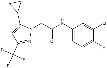 N-(3-chloro-4-fluorophenyl)-2-[5-cyclopropyl-3-(trifluoromethyl)-1H-pyrazol-1-yl]acetamide 구조식 이미지