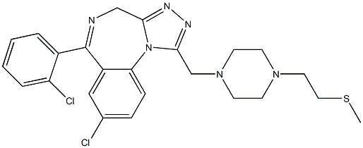 2-(4-{[8-chloro-6-(2-chlorophenyl)-4H-[1,2,4]triazolo[4,3-a][1,4]benzodiazepin-1-yl]methyl}-1-piperazinyl)ethyl methyl sulfide Structure