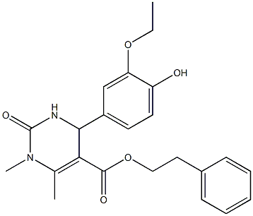 2-phenylethyl 4-(3-ethoxy-4-hydroxyphenyl)-1,6-dimethyl-2-oxo-1,2,3,4-tetrahydro-5-pyrimidinecarboxylate 구조식 이미지