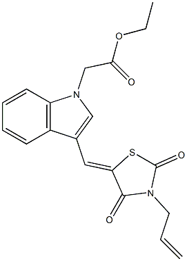 ethyl {3-[(3-allyl-2,4-dioxo-1,3-thiazolidin-5-ylidene)methyl]-1H-indol-1-yl}acetate 구조식 이미지