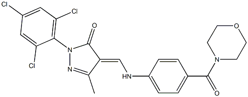 5-methyl-4-{[4-(4-morpholinylcarbonyl)anilino]methylene}-2-(2,4,6-trichlorophenyl)-2,4-dihydro-3H-pyrazol-3-one 구조식 이미지