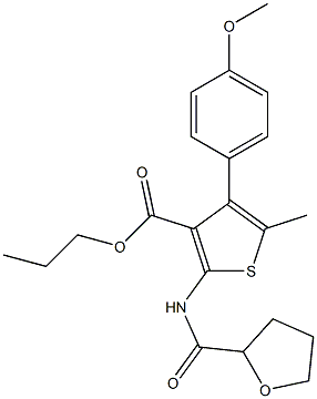 propyl 4-(4-methoxyphenyl)-5-methyl-2-[(tetrahydro-2-furanylcarbonyl)amino]-3-thiophenecarboxylate Structure