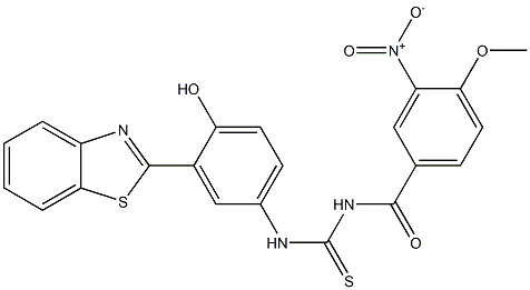 N-[3-(1,3-benzothiazol-2-yl)-4-hydroxyphenyl]-N'-{3-nitro-4-methoxybenzoyl}thiourea 구조식 이미지