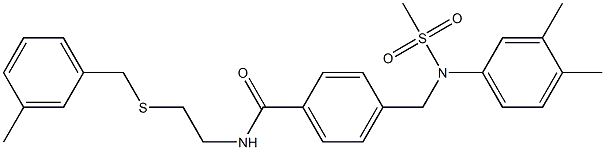 4-{[3,4-dimethyl(methylsulfonyl)anilino]methyl}-N-{2-[(3-methylbenzyl)sulfanyl]ethyl}benzamide 구조식 이미지