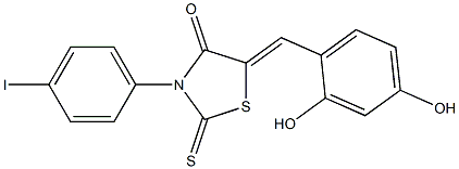 5-(2,4-dihydroxybenzylidene)-3-(4-iodophenyl)-2-thioxo-1,3-thiazolidin-4-one Structure