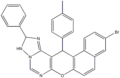 11-bromo-14-(4-methylphenyl)-2-phenyl-2,3-dihydro-14H-benzo[5,6]chromeno[3,2-e][1,2,4]triazolo[1,5-c]pyrimidine 구조식 이미지