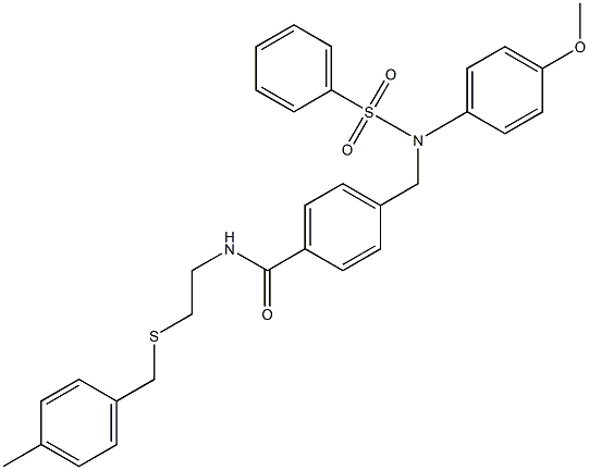 4-{[4-methoxy(phenylsulfonyl)anilino]methyl}-N-{2-[(4-methylbenzyl)sulfanyl]ethyl}benzamide Structure