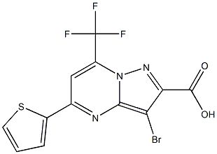 3-bromo-5-thien-2-yl-7-(trifluoromethyl)pyrazolo[1,5-a]pyrimidine-2-carboxylic acid Structure