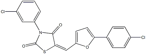 3-(3-chlorophenyl)-5-{[5-(4-chlorophenyl)-2-furyl]methylene}-1,3-thiazolidine-2,4-dione Structure