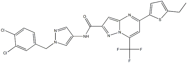 N-[1-(3,4-dichlorobenzyl)-1H-pyrazol-4-yl]-5-(5-ethyl-2-thienyl)-7-(trifluoromethyl)pyrazolo[1,5-a]pyrimidine-2-carboxamide 구조식 이미지