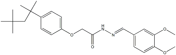 N'-(3,4-dimethoxybenzylidene)-2-[4-(1,1,3,3-tetramethylbutyl)phenoxy]acetohydrazide 구조식 이미지