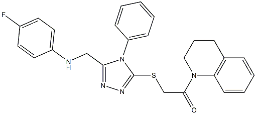 N-[(5-{[2-(3,4-dihydro-1(2H)-quinolinyl)-2-oxoethyl]sulfanyl}-4-phenyl-4H-1,2,4-triazol-3-yl)methyl]-N-(4-fluorophenyl)amine 구조식 이미지