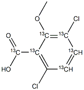 3,6-Dichloro-2-methoxybenzoic  acid-13C6  (ring-13C6),  Dicamba-13C6  (ring-13C6) Structure
